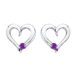 KATARINA Diamond and Gemstone Heart Earrings (1/10 cttw)