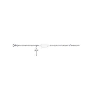 Kids ID Bracelet With Cross (Engraved) - Sterling Silver