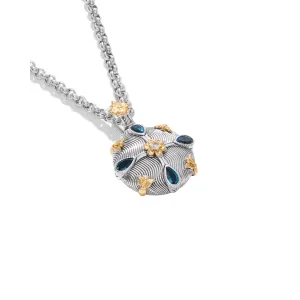 Konstantino Kyma Collection Sterling and Gold London Blue Topaz and White Sapphire Starlit Pendant