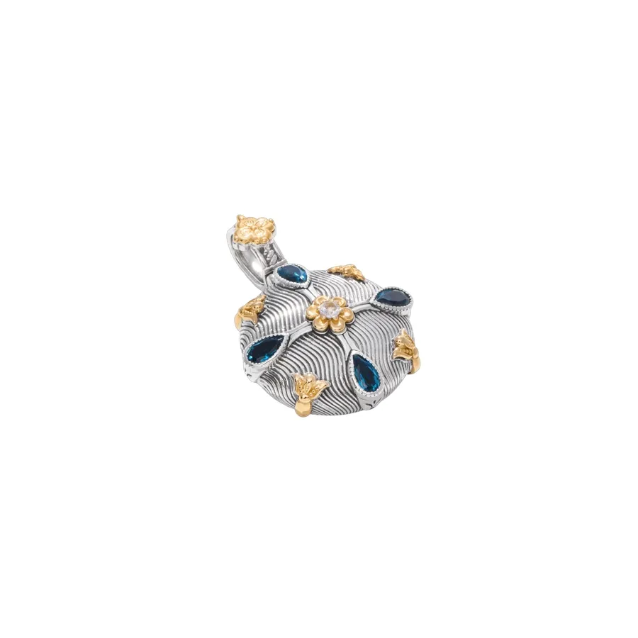 Konstantino Kyma Collection Sterling and Gold London Blue Topaz and White Sapphire Starlit Pendant