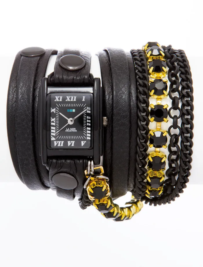 La Mer Shadow Black Wrap Watch Bracelet