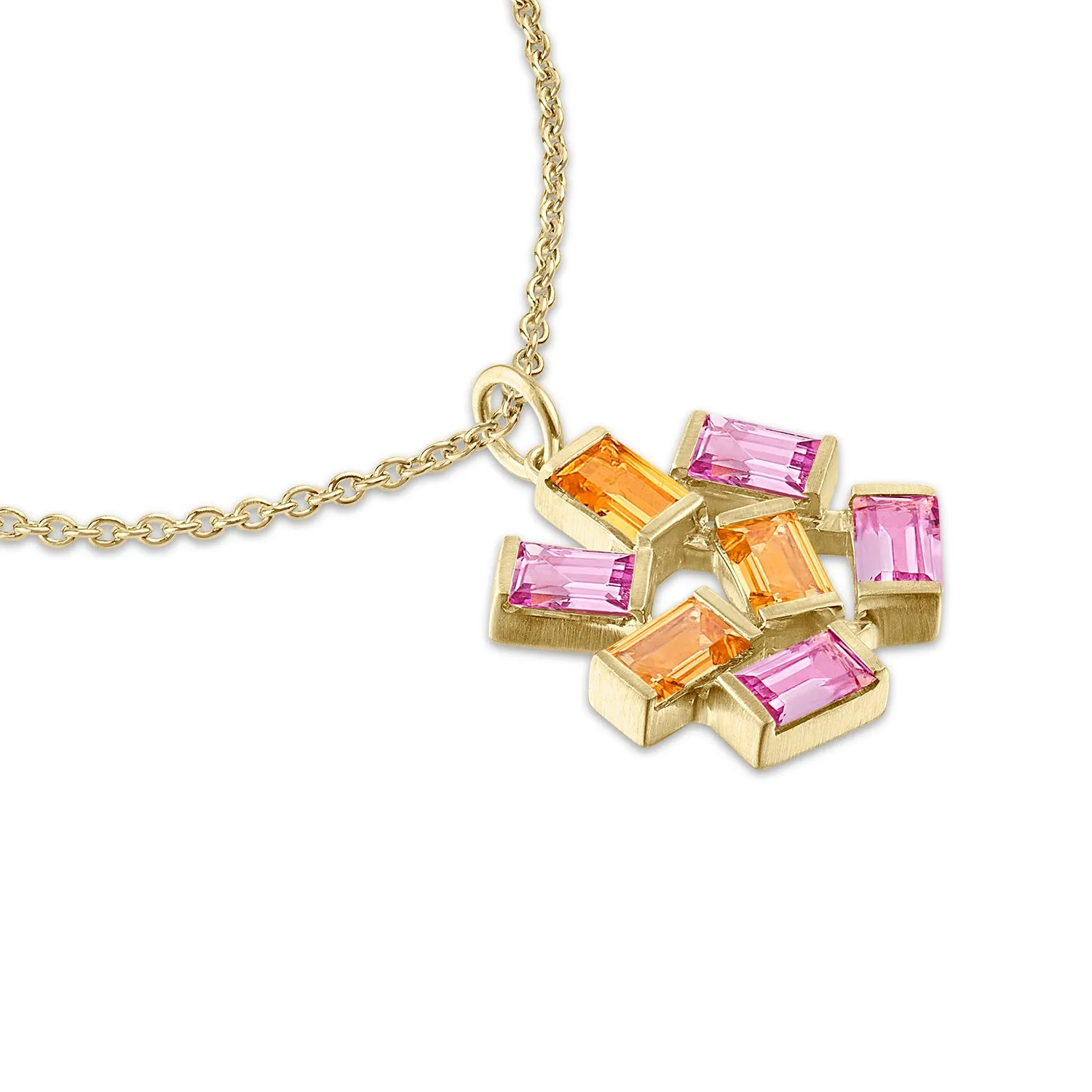 Large Jubilation Pendant Necklace: Pink and Orange Sapphire