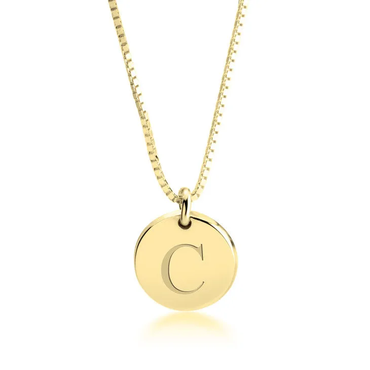 Letter Pendant Necklace 24k Gold Plated