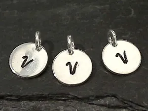 Letter V Charm, Sterling Silver