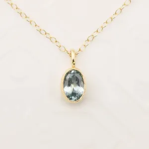 Light Blue Montana Sapphire Bezel Set Charm Necklace (One of a kind)