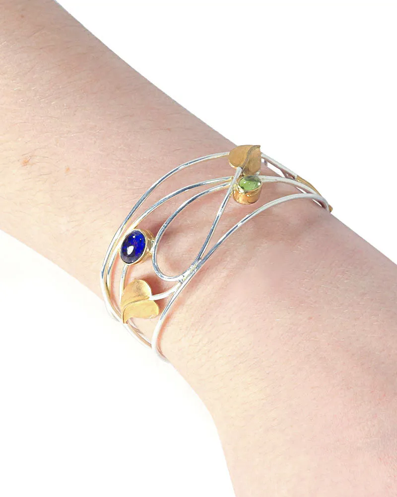 Mackintosh Willowwood Silver, Iolite and Peridot Cuff Bracelet