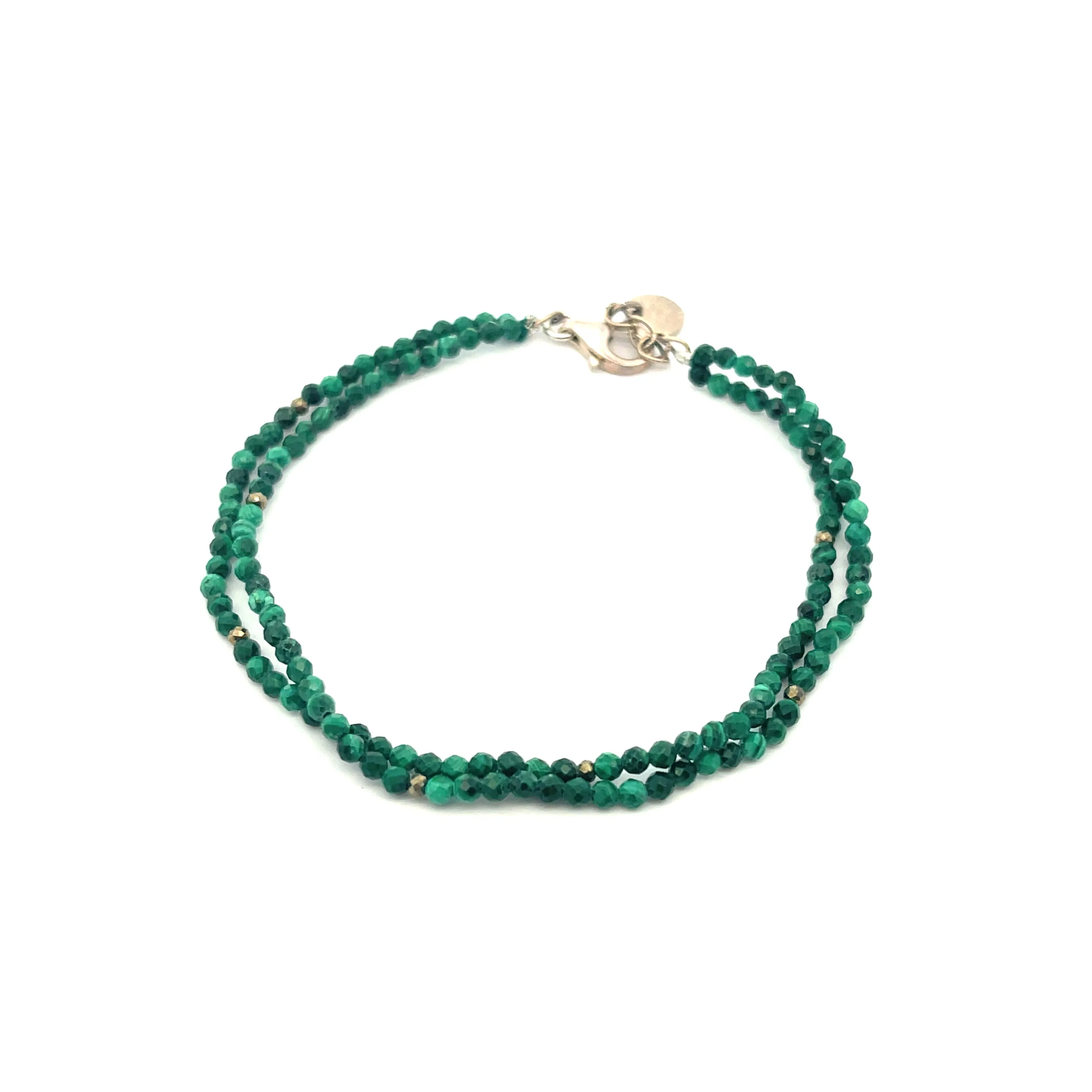 Malachite Double Bracelet, Sterling Silver