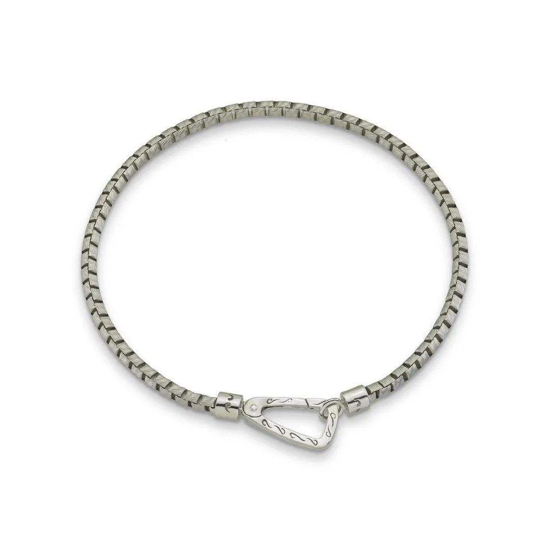 Marco Dal Maso Carved Mini Tubolar Sterling Silver Bracelet Matte Chain Polished Clasp