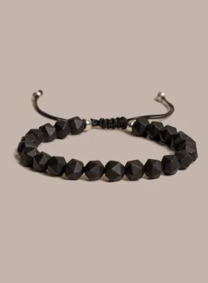 Matte Black Onyx and Sterling Silver Men's Bead Bracelet