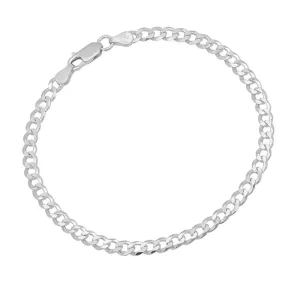 Men's 5mm Italian Curb Chain Bracelet | Sterling Silver Chain for Men & Women