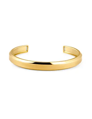 Mens Smooth Cuff Bangle with Baguettes Finished in 18kt Yellow Gold Sale