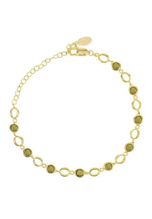 Milan Link Gemstone Bracelet Gold Peridot