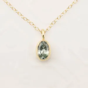 Mint Green Montana Sapphire Bezel Set Charm Necklace (One of a kind)