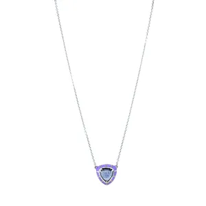 Montana Sapphire & Enamel Necklace - "Rock Candy Lavender"