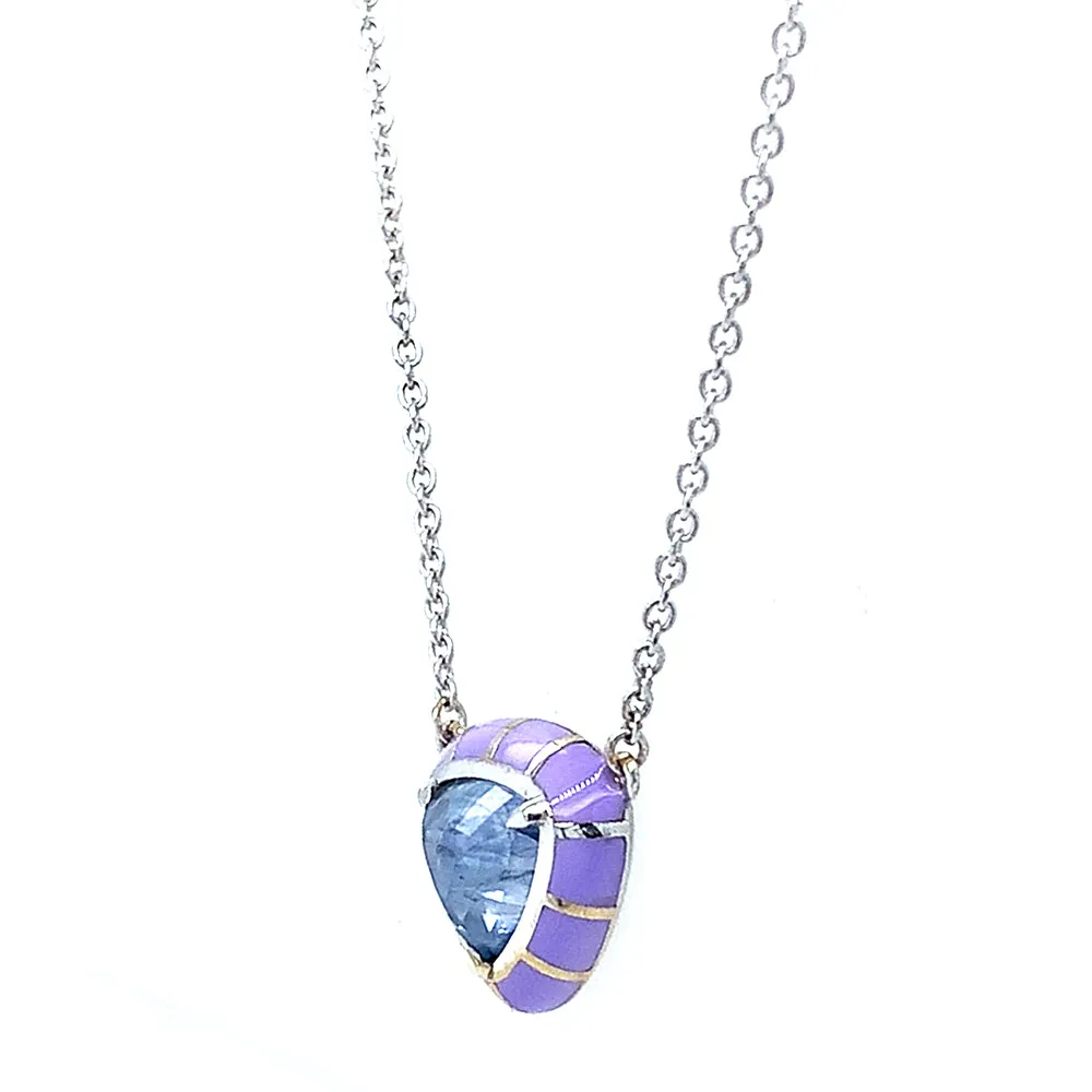 Montana Sapphire & Enamel Necklace - "Rock Candy Lavender"