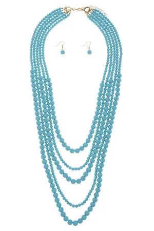 Multi Strand Ball Bead Necklace Set