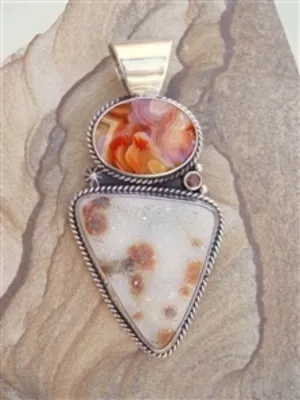 Native American Made Druzy Agate and Sterling Silver Pendant