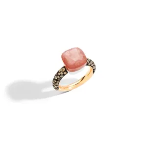 Nudo ring in orange moonstone and brown diamonds