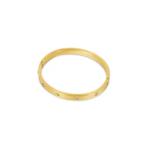 Numeral Stone Bangle - Gold