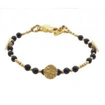 Onyx Gold Plated Sun Disc Bracelet