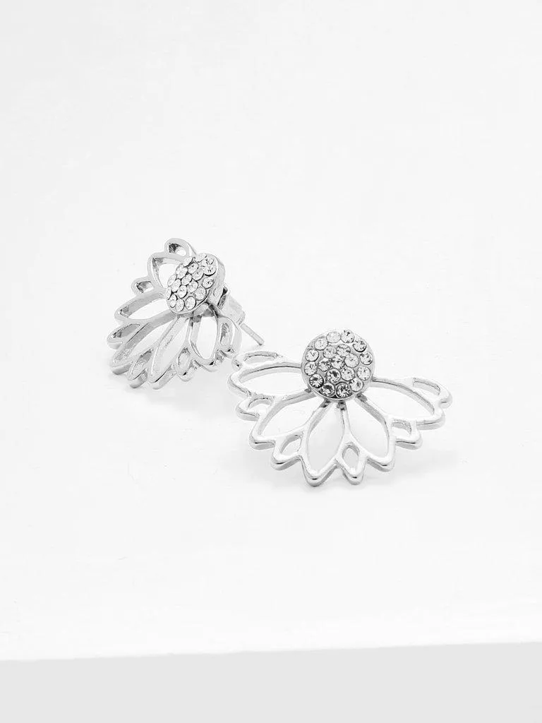 Open Lotus Flower Stud Earrings