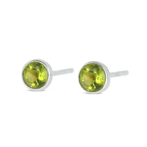 Peridot Mini Stud Earrings | Silver - August