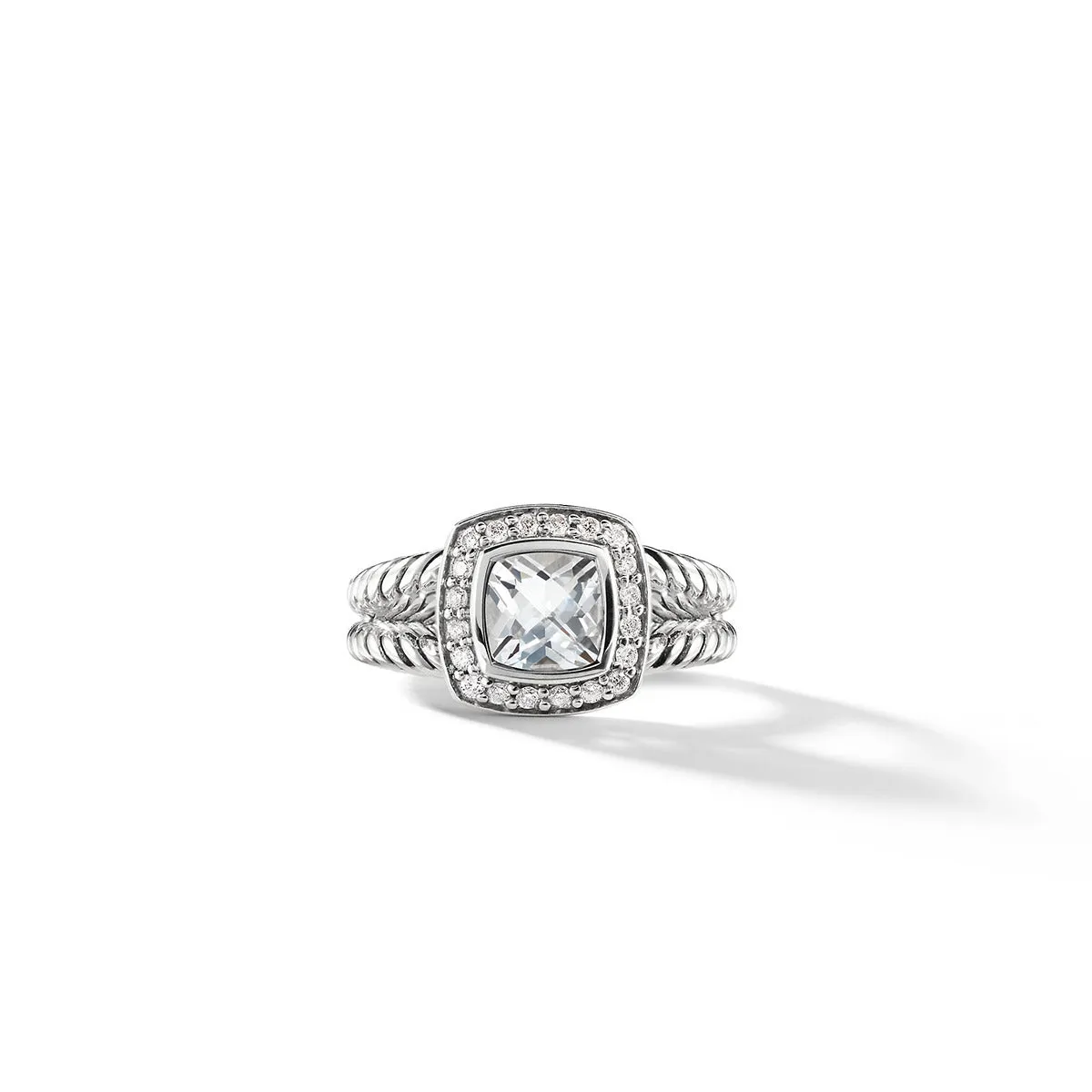 Petite Albion Ring with White Topaz and Diamonds