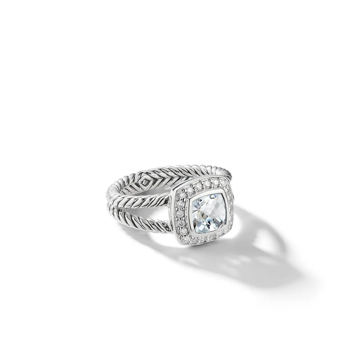 Petite Albion Ring with White Topaz and Diamonds