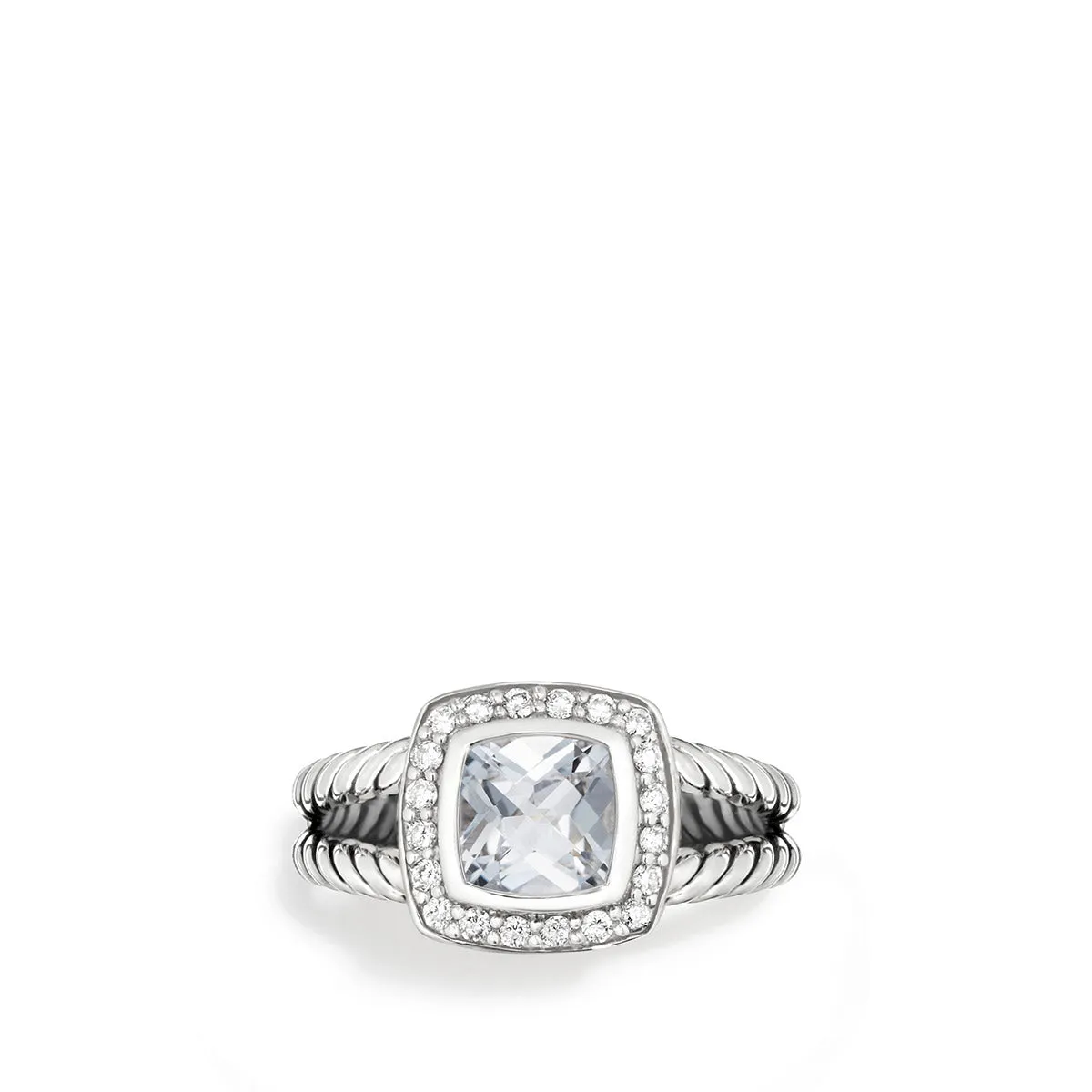 Petite Albion Ring with White Topaz and Diamonds