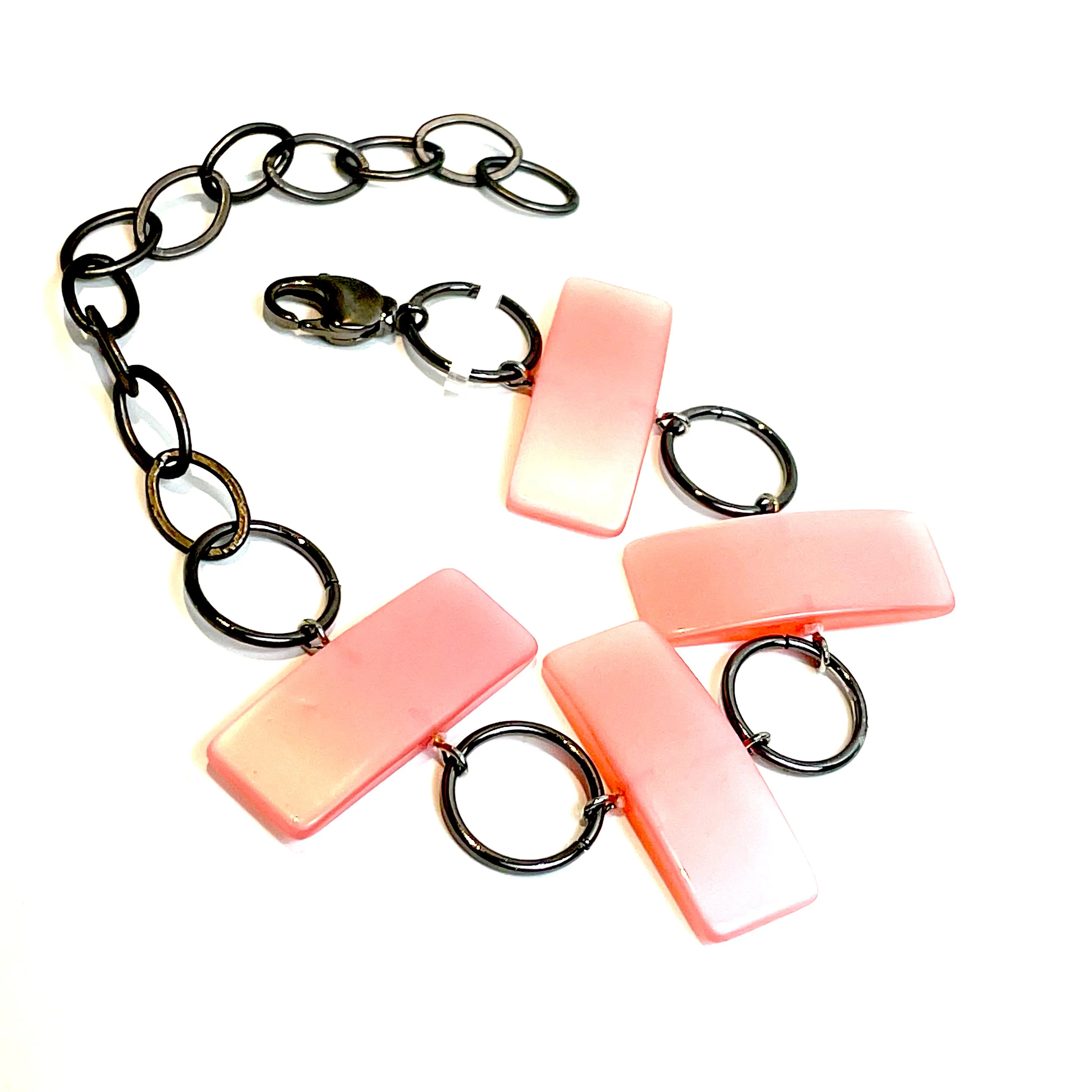 Pink Moonglow Geometric Stations Bracelet