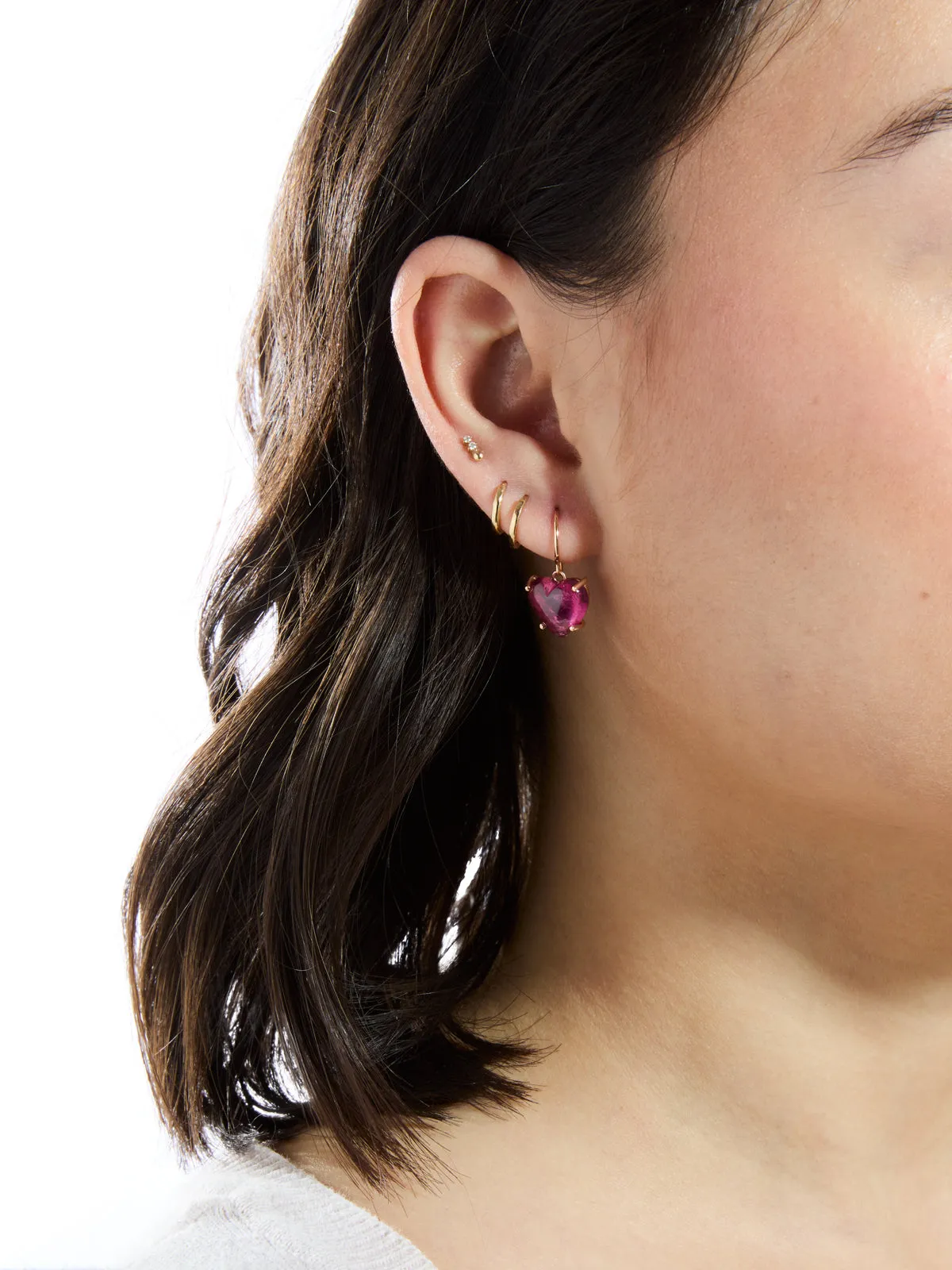 Pink Tourmaline Heart Rose Gold Drop Earrings