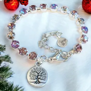 Pink Tree of Life Faceted Crystal Bracelet