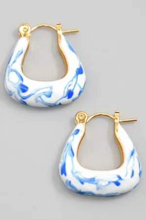 Porcelain Blue and White Pincatch Earrings