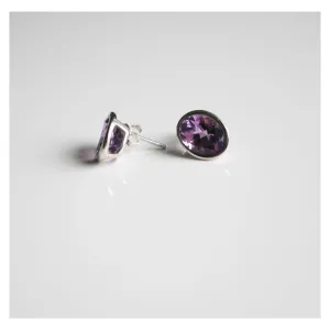 Princess Purple Amethyst Stud Earrings, 925 sterling Silver Large Amethyst Stud Earrings