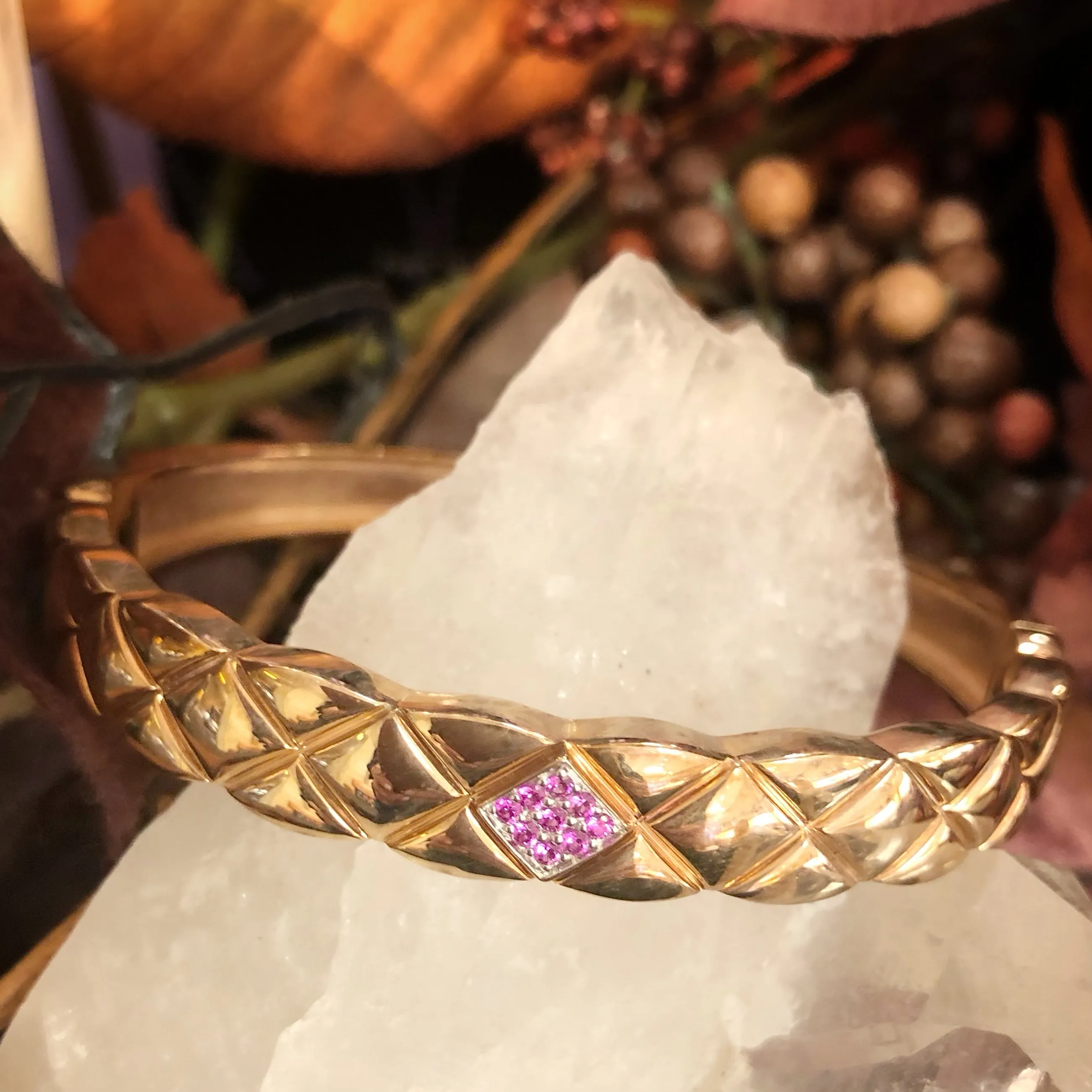 Quilted Pink Sapphire Bangle