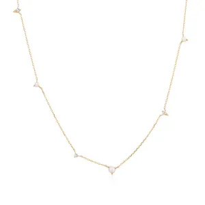 SABRINA | Pearl and White Sapphire Asymmetrical Station Necklace