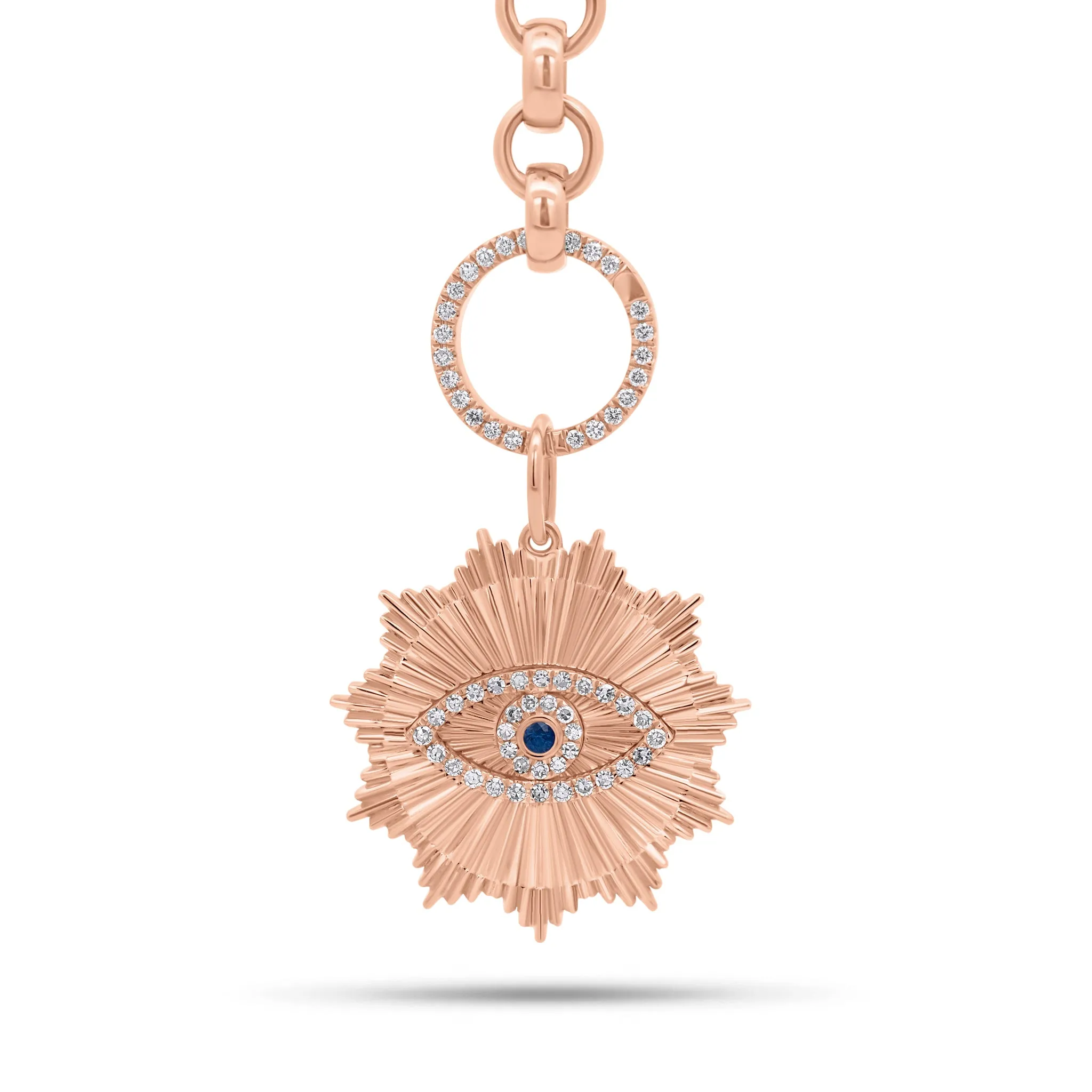 Sapphire & Diamond Evil Eye Radiating Disc Pendant