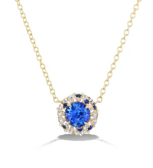 Sapphire Pendant 18kt Yellow Gold Necklace