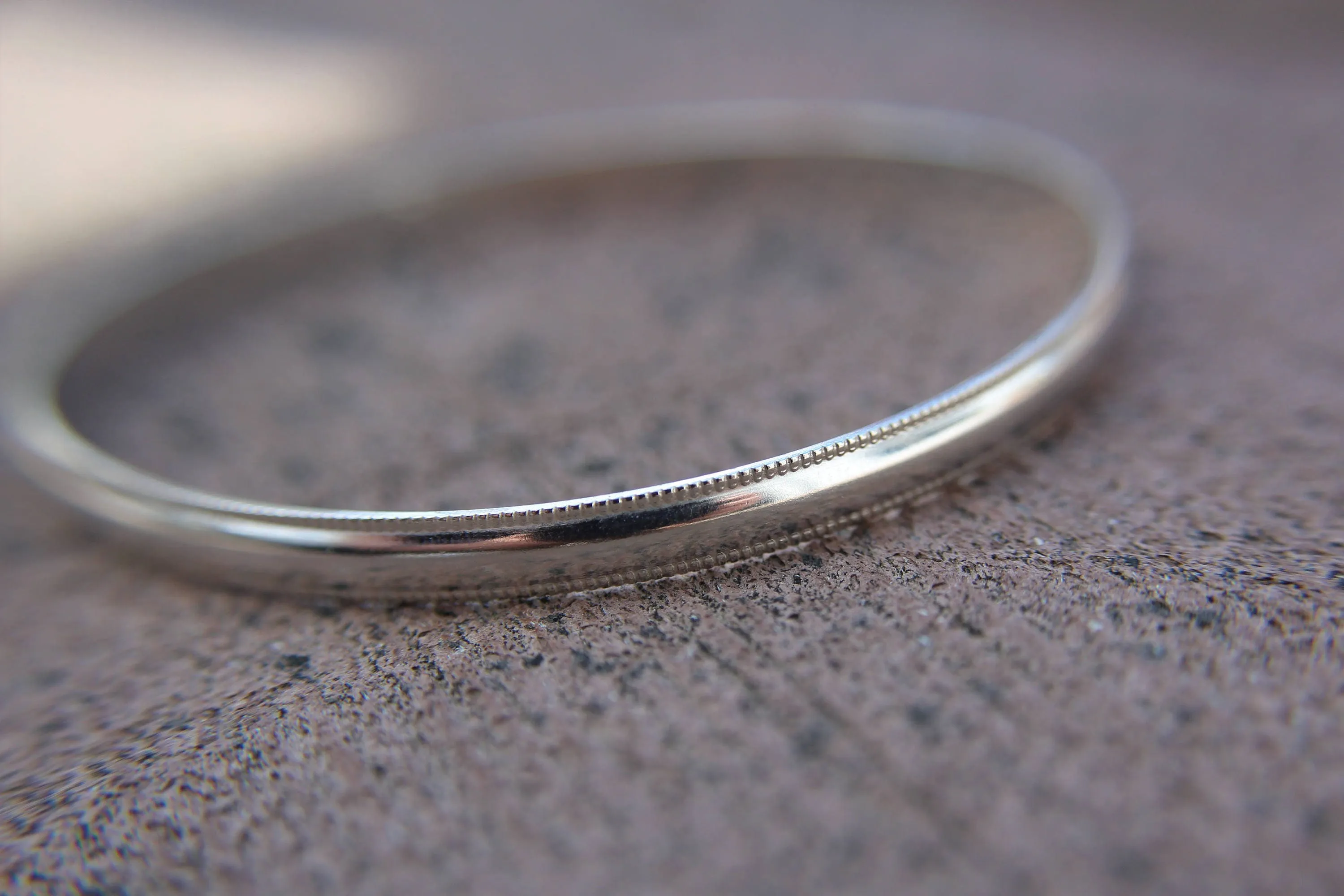 Silver Bangle Bracelet, Simple Bangle Bracelet, Bangle Bracelet, Millgrain Bangle, Textured Jewelry, Boho Jewelry, Modern Bracelet, Gift