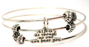 Sing As Though No One Can Hear You Triple Style Expandable Bangle Bracelet