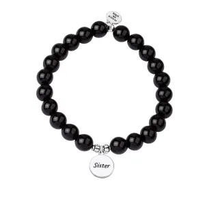 Sister | Stone Beaded Charm Bracelet | Onyx