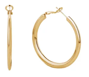 SJE310011 14K Gold Metal Omega Closure Hoop Earrings