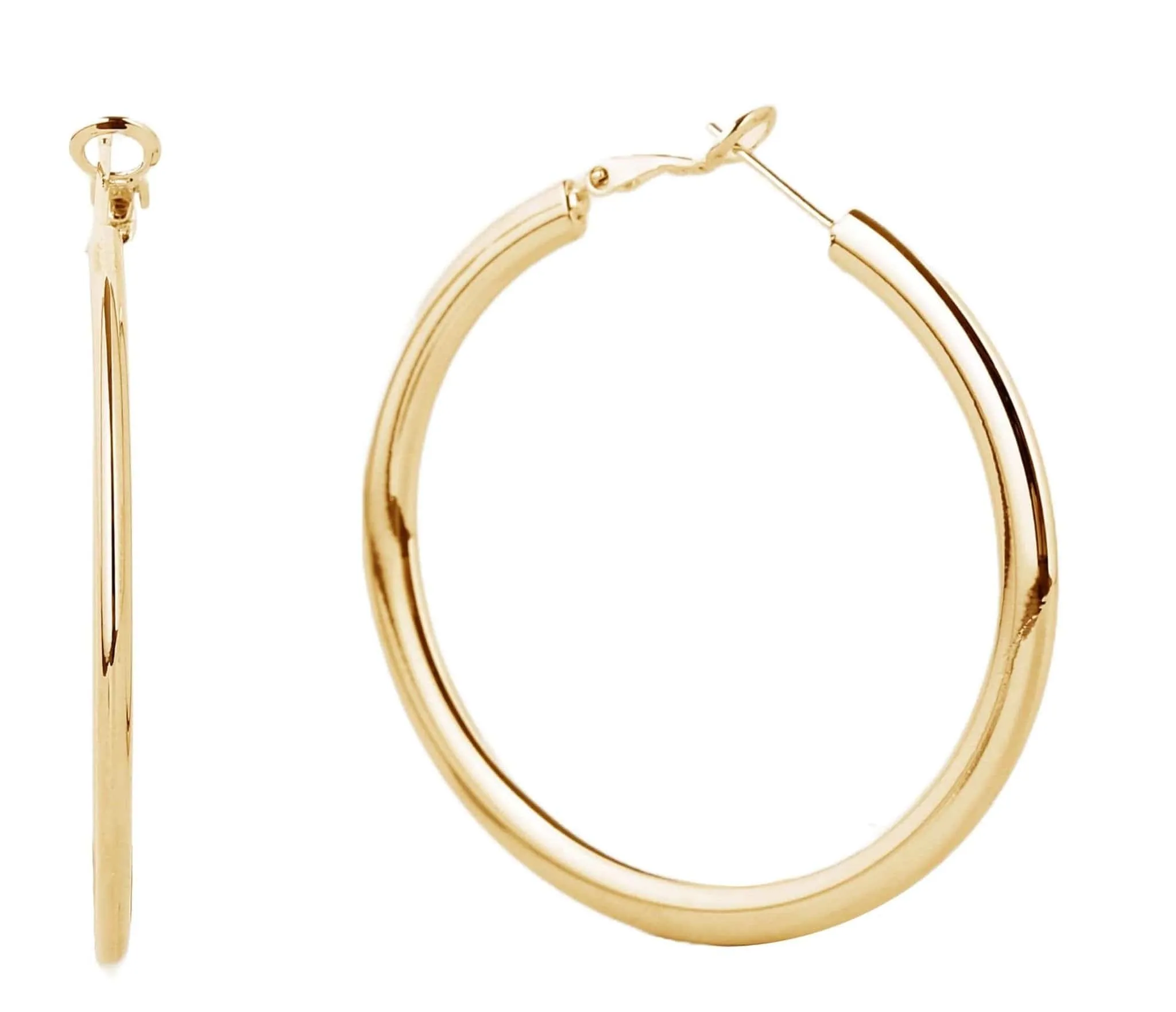 SJE310011 14K Gold Metal Omega Closure Hoop Earrings