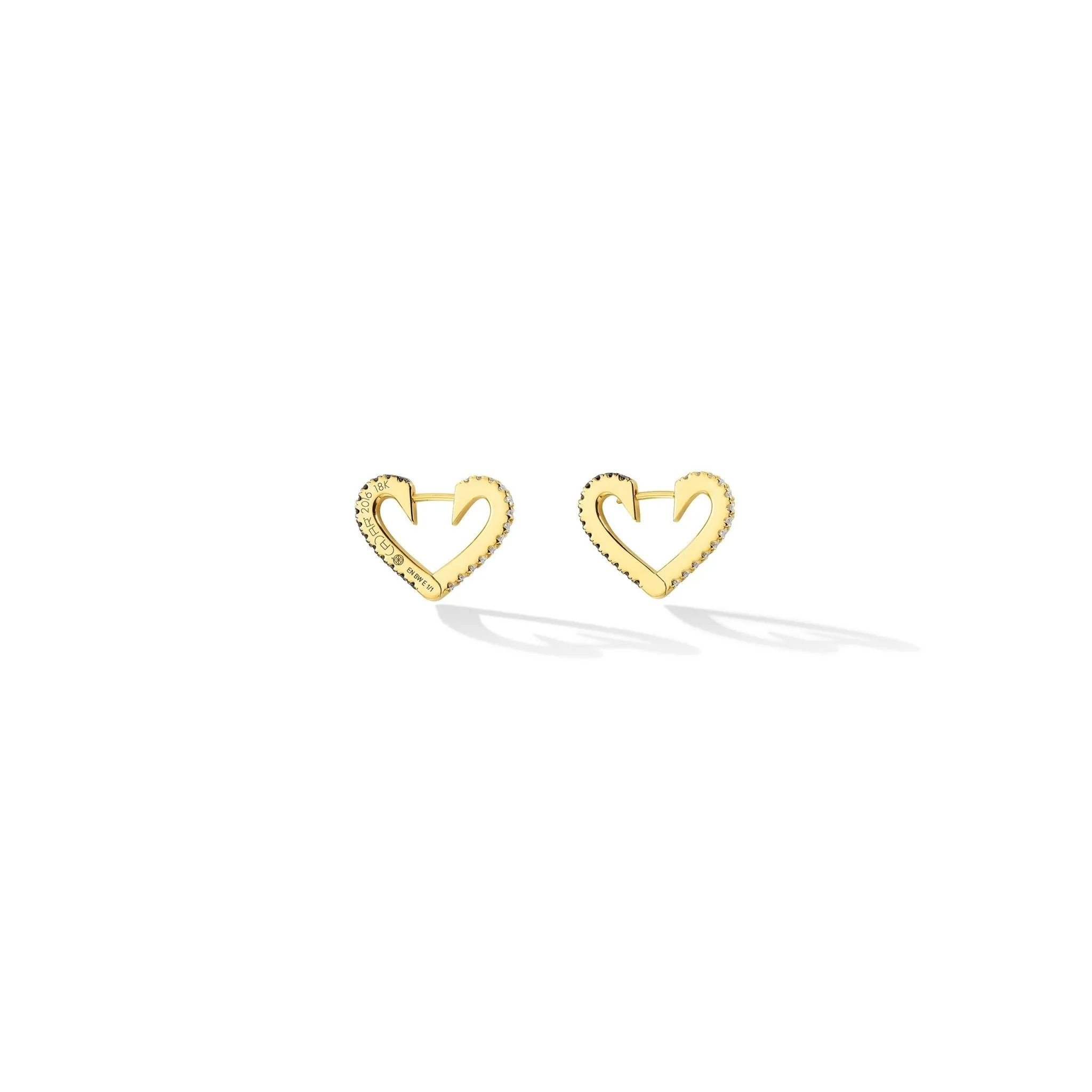 Small Yellow Gold Endless Hoop Earrings with Black and White Diamonds