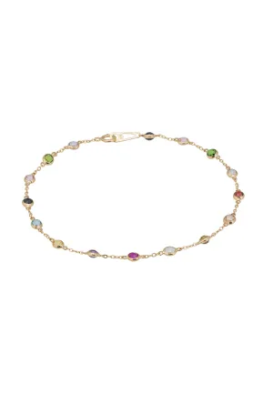 Solid 14K Gold Rainbow Multi Gemstone Bracelet