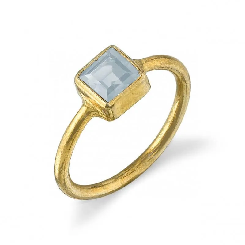 Square Blue Topaz Ring