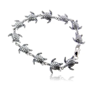 Sterling Silver 11 Turtle Link Bracelet