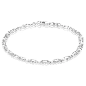 Sterling Silver 19cm White Enamel Double Row Bracelet