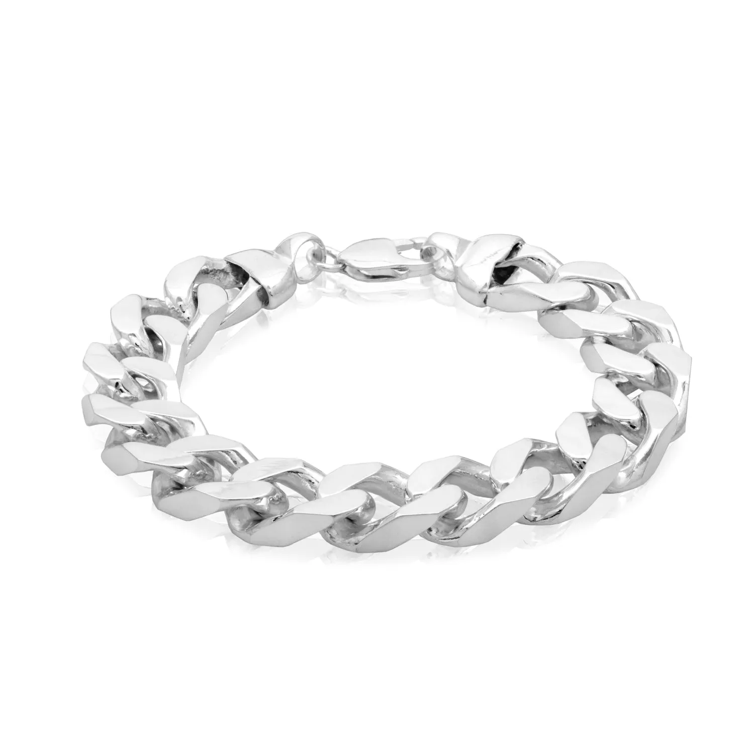 Sterling Silver 23cm Bevdicut Curb 450 Gauge Bracelet