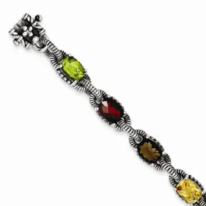 Sterling Silver Amethyst/Citrine/Garnet/Peridot/Smoky Quartz Bracelet